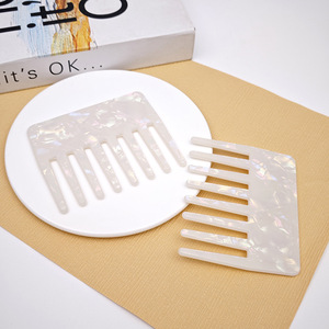European American <strong>Acetic</strong> <strong>Acid</strong> Board Hair Combs Fashion Exquisite Anti-static Marble Pattern Wide Teeth Comb Hair Acetate - Product Image 3