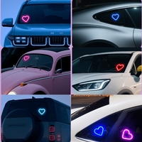 Lumière d'ambiance LED néon en forme de cœur à énergie solaire, lumière romantique à allumage/extinction automatique pour la Saint-Valentin, décoration de voiture