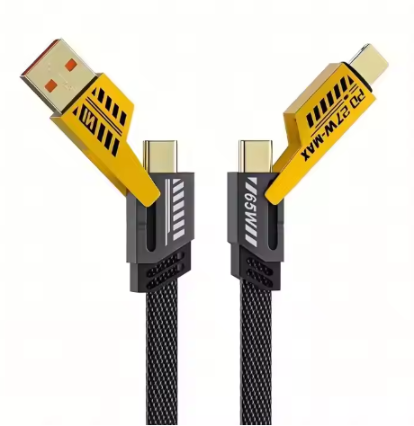 Hot Sale Pure Copper Nylon Braided High Quality PD 27W 65W 4-in-1 USB Fast Charging Data Cable for iPhone