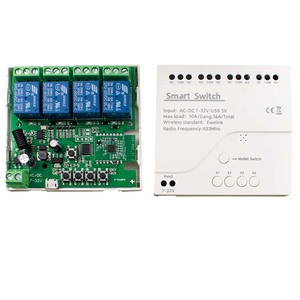 Receptor Wifi RF Ewelink de 4 Canales, 7-32V, Módulo de <span class=keywords><strong>Motor</strong></span> Inteligente de 4 Canales, Interruptor de Control Remoto de 433mhz, Compatible con Alexa y Google Home - Product Image 1