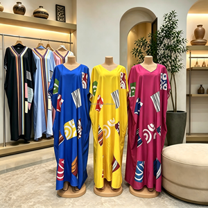 Robe longue décontractée grande taille <span class=keywords><strong>pour</strong></span> <span class=keywords><strong>femme</strong></span>, style créateur, imprimé rayé, collection été 2026, Abaya islamique, vêtement musulman africain - Product Image 3