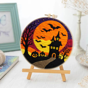 Para CHENISTORY Halloween DIY aguja de lana fieltro paisaje bordado Kit <span class=keywords><strong>pintura</strong></span> hecha a mano <span class=keywords><strong>con</strong></span> soporte de lienzo - Product Image 6