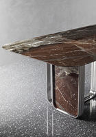 Table à manger de luxe pour villa avec pieds en acier inoxydable et plateau en marbre, design moderne pour salle à manger, restaurant
