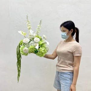 <span class=keywords><strong>Bouquet</strong></span> <span class=keywords><strong>de</strong></span> fleurs artificielles en soie blanc et vert à prix d'usine avec amarante suspendue, centre <span class=keywords><strong>de</strong></span> table décoratif 5D - Product Image 1