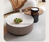 Modernes Luxus-Marmor-Drehbarer-Couchtisch-Set - 2/3-teiliger Ineinanderstellbarer Teetisch für Wohnzimmer, Hotel & Villa