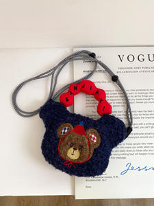 Borsa a tracolla da donna con simpatico cartone animato, ricamo squisito, in peluche, piccola pochette porta cosmetici - Product Image 6