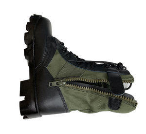 Botas Tácticas de Verano Transpirables de Cuero Vacuno TSB910-1, Color Negro con Mangas de Lona Verde y Cuello Acolchado - Product Image 6