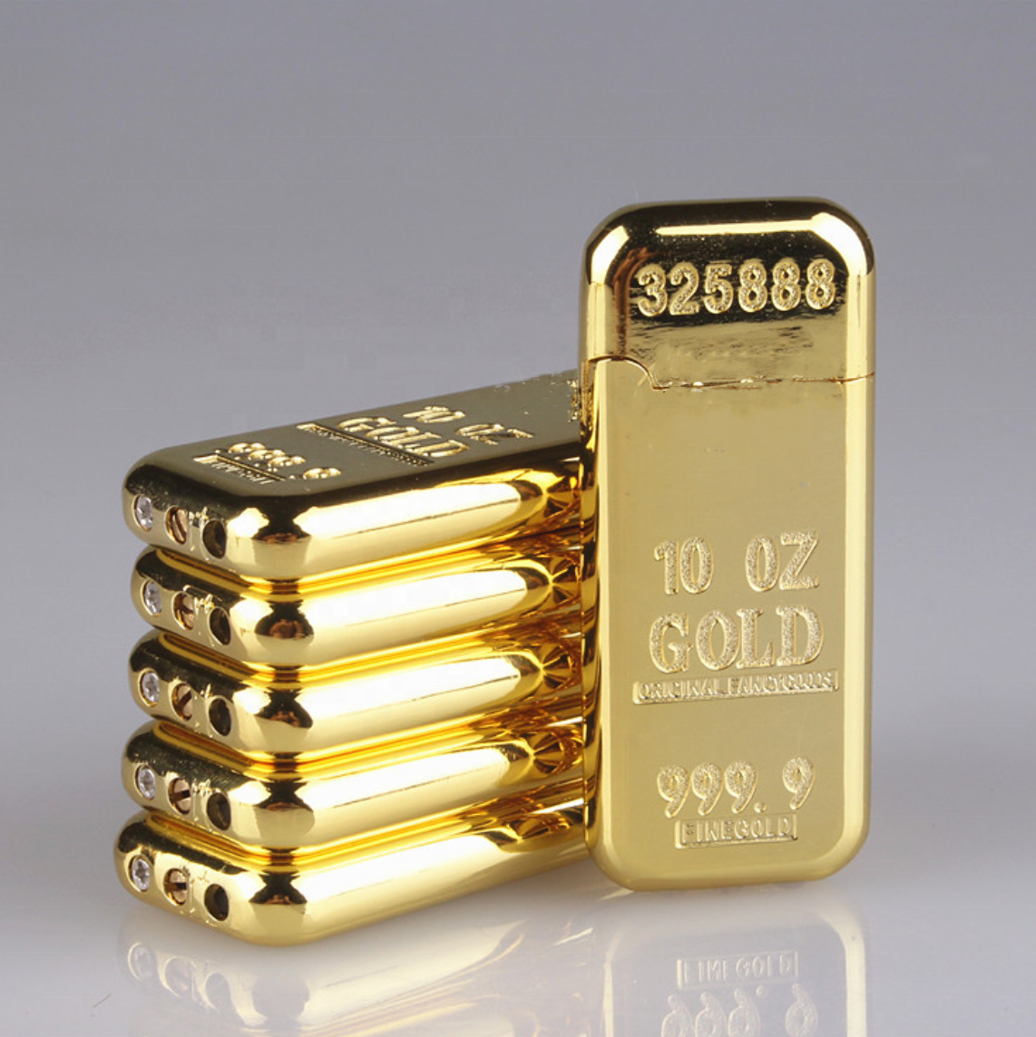 金属金条打火机/丁烷气可再填充香烟打火石打火机 - buy metal gold
