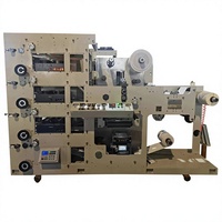 Machine d'impression flexographique automatique 4 couleurs avec laminage et découpe intégrées, structure en ligne, neuve