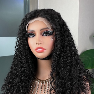 100% Virgin <b>Human</b> Hair 5*5 Kinky Curl <b>Wig</b> Super Double Drawn Black Color - Product Image 3