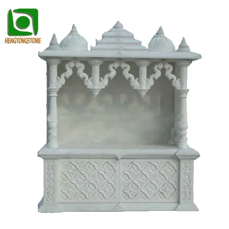 Religious Hand Carving Indian White Marble Temple Design for Home Using