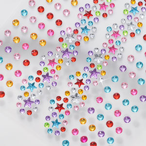 Adesivi per il Viso 3D a Forma di Cuore Colorato con <span class=keywords><strong>Fiori</strong></span>, Gioielli Autoadesivi con Strass per Fai-da-Te, Regali per Ragazze e Bambini, Trucco - Product Image 6