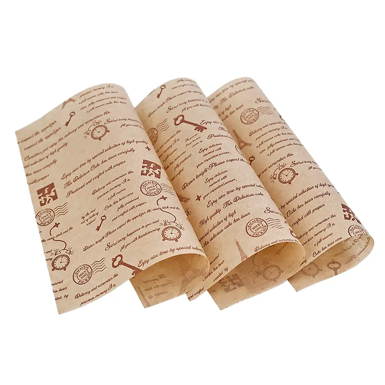 トップ食品安全カスタムロゴプリントサンドイッチバーガーフライ包装紙