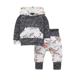 Wholesale Toddler Floral Long Sleeve Fashion Casual Hoodie Girl Fall Hoodie Sets - Product Image 1