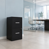 Armoire de classement verticale noire à 2 tiroirs, en métal, verrouillable, avec système de sécurité anti-basculement