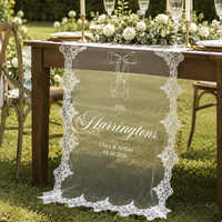 Chemin de table personnalisé pour mariage, nappes en dentelle et tulle pour banquet de mariage, panneau de bienvenue, décorations et fournitures de mariage