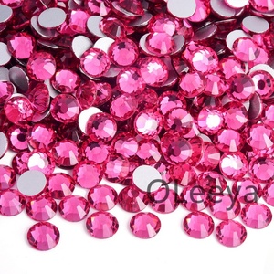 OLeeya Factory Wholesale Pink Colors Cold Fix Rhinestones Glass Crystals Pink Flat Back Rhinestone Non Hot Fix for High Heels - Product Image 2