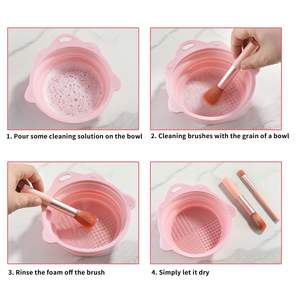 وعاء تنظيف فرش المكياج من السيليكون متوفر، حصيرة تنظيف قابلة للطي ووسادة إسفنجية لتنظيف أدوات المكياج - Product Image 5
