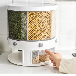 Dispensador de 360 ° redondo para cereal, recipiente para armazenamento de alimentos secos