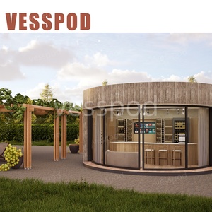 Casa Redonda Prefabricada de Diseño <span class=keywords><strong>Tropical</strong></span> Europeo de Lujo, Villa Modular en Forma de Domo de Madera y Acero, Cápsulas para Dormir para Hoteles junto al Mar - Product Image 3