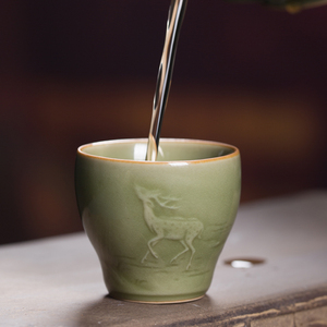 Modern Vintage tarzı seladon çay kase çevre dostu seramik Ins tarzı sofra BPA ücretsiz özelleştirilebilir Logo - Product Image 3