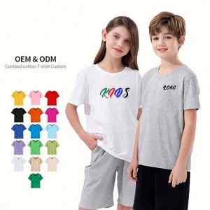Kids Casual Compressed T-Shirt Custom Logo Printing 100% Cotton Breathable Short Sleeve for Baby Girls & Boys - Product Image 1
