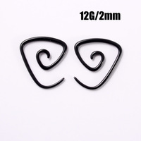 Nouveau tunnel de piercing en acrylique noir triangulaire en spirale conique avec dilatateur d'oreille pour homme, plug d'étirement, plug d'oreille escargot