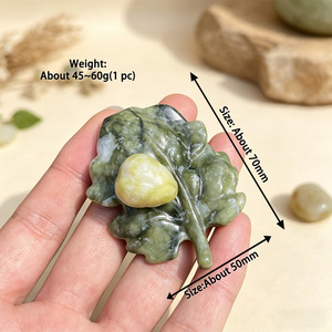 Figura de Serpentina Natural Tallada a Mano con Forma de Hoja y Mariquita, Adorno de <span class=keywords><strong>Piedra</strong></span> Pulida para Sanación y Decoración de Mesa, Venta al Por Mayor - Product Image 2