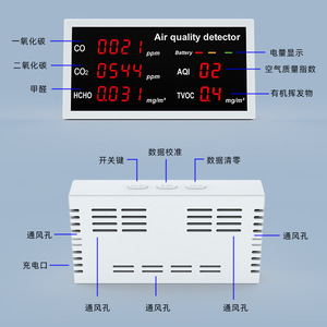 Moniteur de qualité de l'air intérieur avec écran LED, détecteur de CO, CO2, HCHO, TVOC, pour usage domestique - Product Image 5