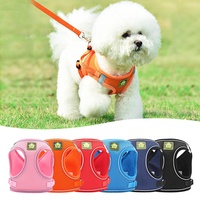 Kalung anjing, Harness anjing reflektif bernapas dan Set kalung anjing luar ruangan desainer rompi dan kerah untuk anak anjing perlengkapan hewan peliharaan Premium