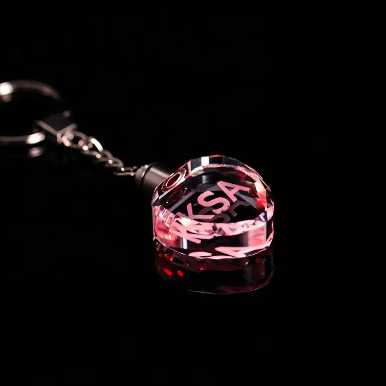 MH-Y014 व्यक्तिगत कस्टम लोगो दिल के आकार ग्लास कीरिंग छोटे उपहार क्रिस्टल चाबी का गुच्छा