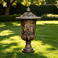 RELONG Grande statue de chérubin en bronze antique moulé sous pression, pot de fleurs de luxe sur mesure, figurine de Cupidon, vase pour la décoration extérieure des propriétés et manoirs