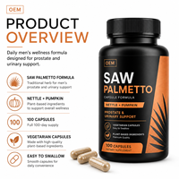 Capsules de Palmier Nain Avancées, Extrait d'Ortie et de Citrouille, Soutien de la Prostate, Bien-être Urinaire, Complément Alimentaire pour Hommes, Usine OEM ODM