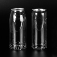 Canette en plastique avec couvercle, pour boissons, jus en plastique, Boba thé, à usage unique, ml