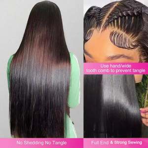 Perruque sans colle prête à porter, 100 % cheveux indiens bruts, avec dentelle HD transparente, pour femmes noires, cheveux fins et longs - Product Image 3