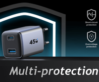 Cargador de Pared KYT de 45W con Enchufe UK, Carga Rápida PD 3.0, Protección OTP/OVP para Laptop