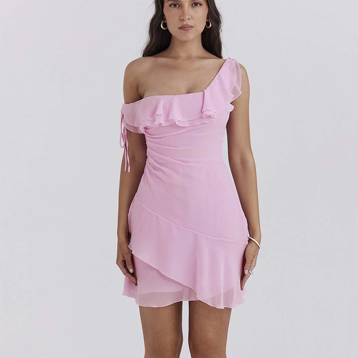 Fun and Flirty Cotton Candy off Shoulder Mini Dress OEM