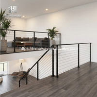 Rampe en métal HIMOWAY, garde-corps à câble monté sur le dessus pour escaliers avec balustrade en bois et acier inoxydable