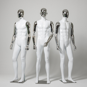 Maniquí de cuerpo entero para <span class=keywords><strong>hombre</strong></span> al por mayor, maniquí <span class=keywords><strong>musculoso</strong></span> plateado cromado, maniquí blanco de cuerpo entero masculino con brazo flexible - Product Image 3