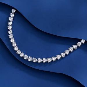 925 Sterling Silver Fine Jewelry <b>Bracelet</b> Cubic Zircon Claw Setting Heart Shape Tennis <b>Bracelet</b> Trendy Style <b>for</b> <b>Couples</b> - Product Image 5