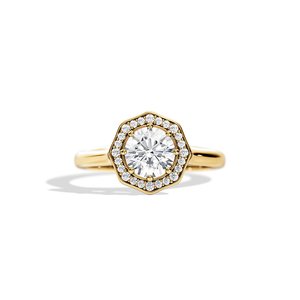 Nuevo anillo de oro amarillo de circón de corte redondo de moda con joyería de compromiso de lujo chapado en rodio para mujer para fiesta - Product Image 5