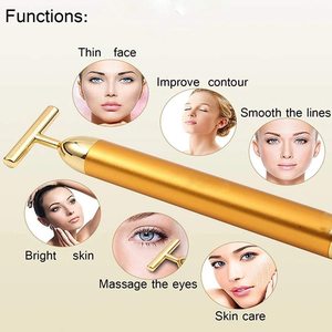 Masajeador Facial Eléctrico en Forma de T, Venta al por Mayor de Fábrica, Herramienta de Belleza <span class=keywords><strong>24K</strong></span>, Barra Dorada para Masaje Facial, para el Cuidado de la Piel - Product Image 3