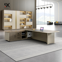 Table de bureau d'ordinateur de patron de luxe bureau en bois en forme de L bureau de direction classique bureau de direction