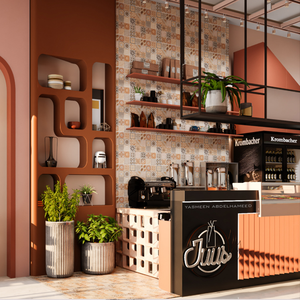 Comptoir de Présentation Rose Luxe Style Doux pour Salon de Thé, Glaces et Jus – Meuble d'Exposition pour Café et Lait Frappé - Product Image 3