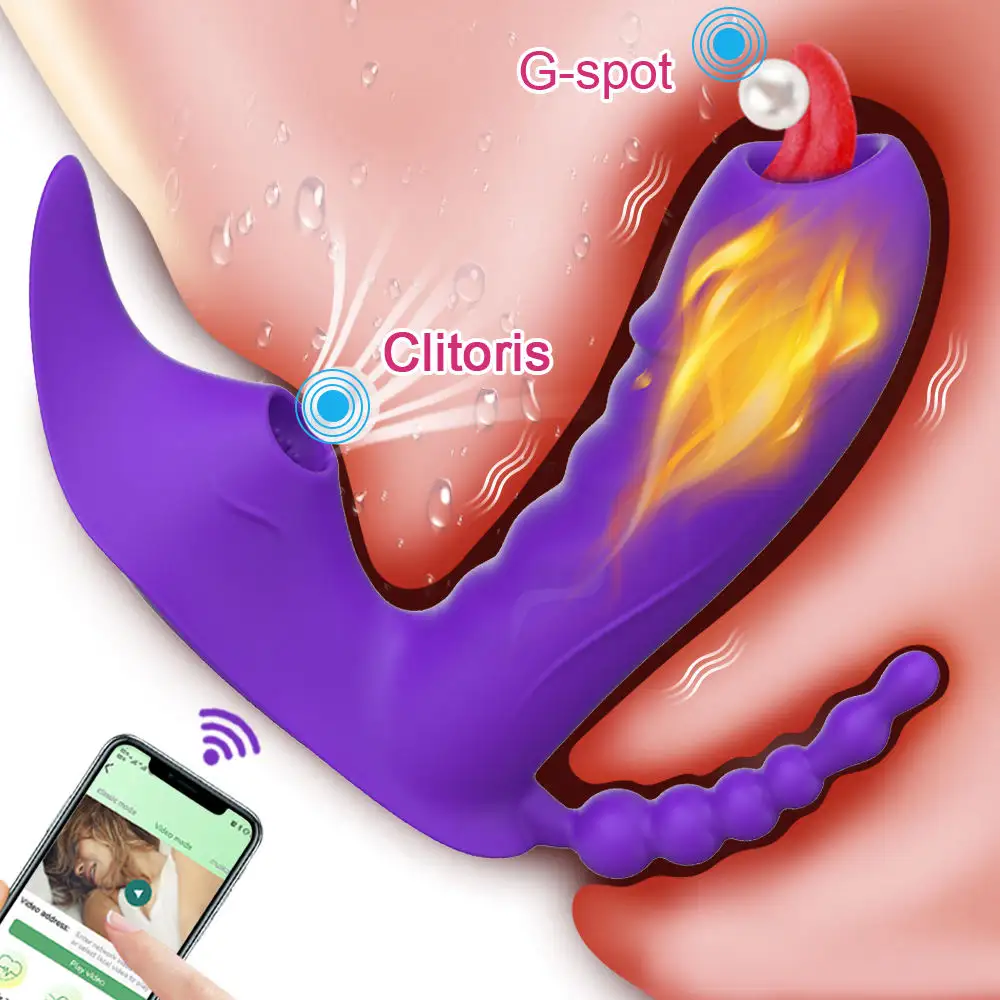 PINKZOOM Lesbian Sex Toys 3 in 1 APP control Dildo Vibrator Female Sucking Clitoris vibrator