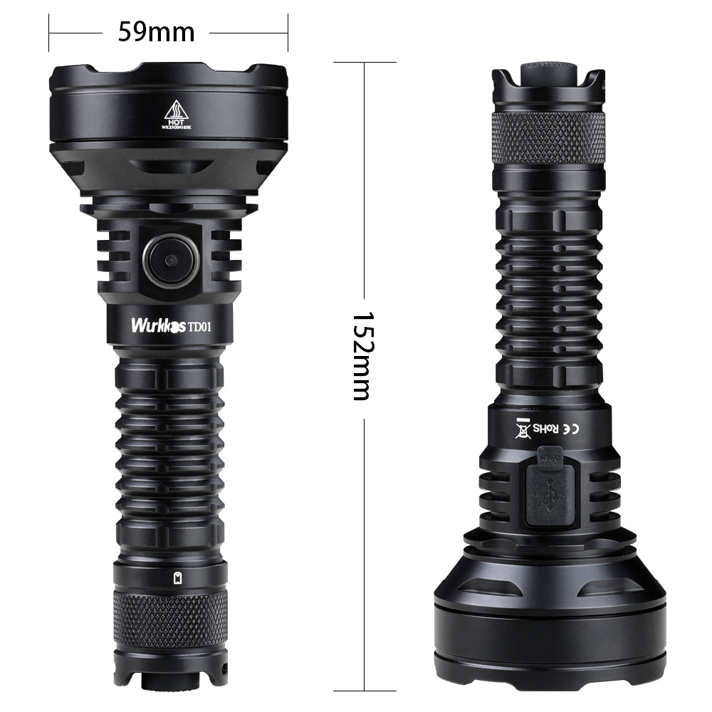 Wurkkos TD01 21700 タクティカルLED懐中電灯 USB-C 2200ルーメン IPX8防水