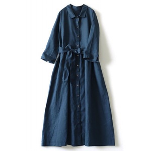 Giapponese artistico abito <span class=keywords><strong>di</strong></span> <span class=keywords><strong>lino</strong></span> <span class=keywords><strong>di</strong></span> cotone per le donne primavera autunno lunga <span class=keywords><strong>camicia</strong></span> con risvolto Midi con bottone Casual modello solido - Product Image 4
