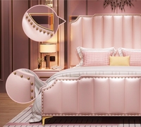 Meubles de chambre à coucher confortables avec cadre en bois blanc et pieds en métal, lit double moderne et luxe, pour hôtels en direct d'usine
