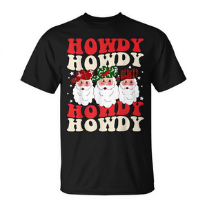 T-shirt rétro de Noël Cowboy Santa Howdy Rodeo Western Xmas - Product Image 2