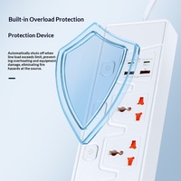 Regleta de Enchufes Universal de 5 Vías al por Mayor de Fábrica con 2 Puertos USB y 2 Puertos Tipo-C, 13A 3250W, Protector contra Sobretensiones, Retardante de Llama, 2m, para el Hogar